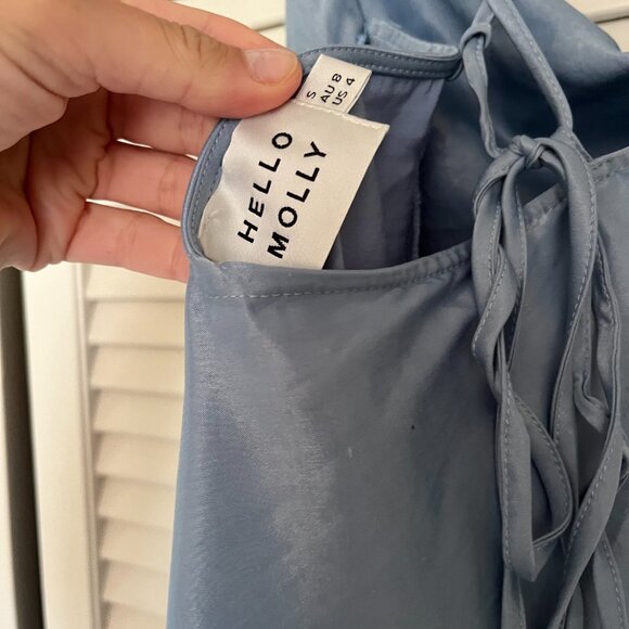 COPY - Blue Satin Midi Dress - Picture 5 of 5